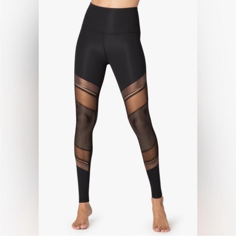 Beyond Yoga‎ Soleil Limited Edition Bronze Shimmer High Waist Mesh Leggings M